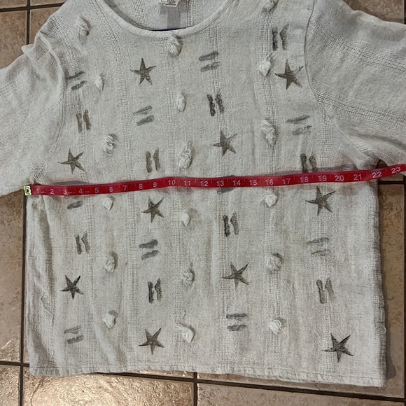 VTG Bread Staley Gretzinger Hand-painted Boxy Linen Blend Short Sleeve, Sz L - Picture 8 of 10